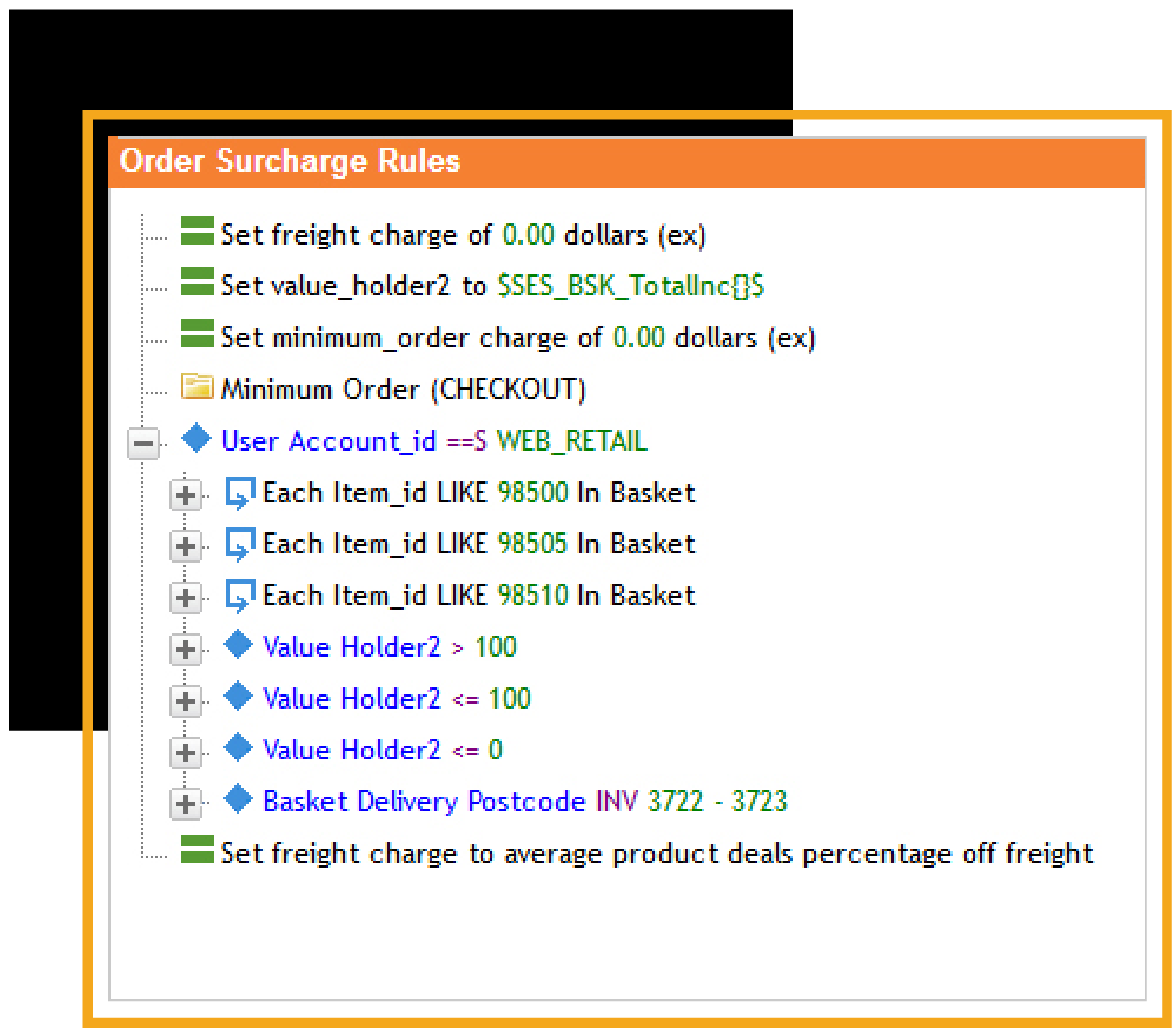 Order Surcharges Manager in Admin Centre